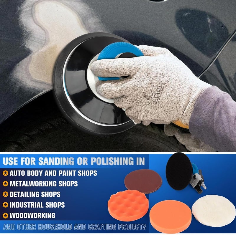 PUIMIT 6" Air Sander Kit - Garage-Ready Dual Action Tool, Car Detailing & Woodworking Hero | Palm-Sized Power w/Free Tool Kits - Image 4